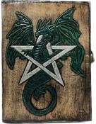 Leather Journal - Green Dragon Pentagram