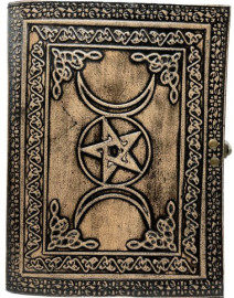 Leather Journal - Triple Moon with Pentagram