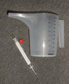 1 Litre Plastic Measuring/Pouring Jug & 1 Mercury Thermometer