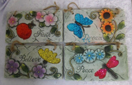 Square Plaque Believe, Dream, Faith & Peace Statue Ornament Garden Home Decor