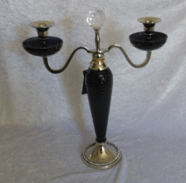 Two (2) Arm Black Candelabra Candlestick Holder Centerpiece