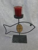 Black Metal Fish Stand Tea Light Holder