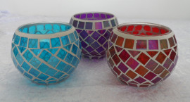 Round Mosaic Tea Light Candle Holders 