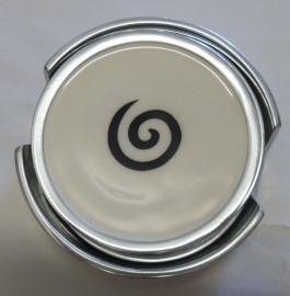 Five (5) Piece White Spiral Metal Coaster