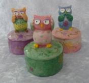Set of 3 Owl Jewellery Boxes/Trinkets - See No Evil, Hear No Evil & Speak No Evil