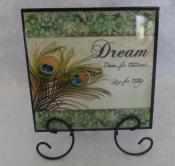  Peacock Designed Epoxy Tile Trivet - Dream, Home, Life & Love