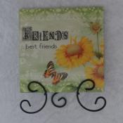 Flower & Butterfly Designed Epoxy Tile Trivet - Friends, Life & Love