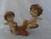 Gorgeous Poly Resin Angel / Cherub Statue on a Seesaw