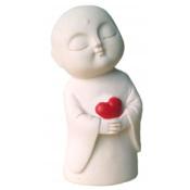 Love Jizo Statue Holding A Heart Close To His Chest