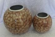 Unique & Quirky Brown & Cream Round Vases