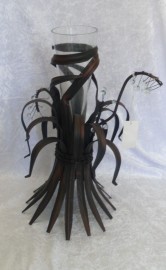 Unique & Quirky Metal Vase with Glass Insert
