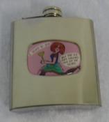 Hip Stainless Steel 6oz Flask - I used to Jog ... but the ice kept falling out of my Glass - Art by Keithley Pierce