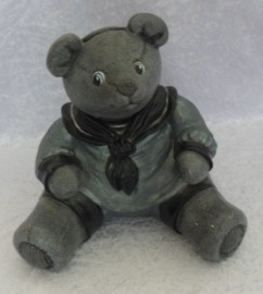 Grey & Black Ceramic Teddy Bear Money Box