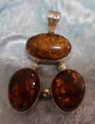 925 Sterling Amber Pendant