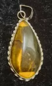 925 Sterling Silver Mexican Amber Pendant 