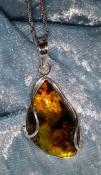 925 Sterling Silver Mexican Amber Pendant & Chain
