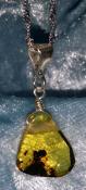 925 Sterling Silver Mexican Amber Pendant & Chain
