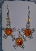 925 Sterling Silver Mexican Amber Pendant & Earrings Set