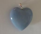 Angelite Puffy Heart Pendant with 925 Sterling Silver Clasp