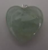 Aquamarine Puffy Heart Pendant with 925 Sterling Silver Clasp - Free Shipping