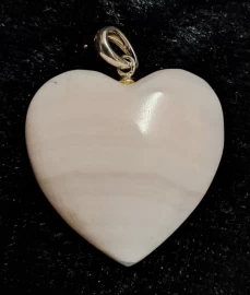 Mangano (Pink) Calcite Puffy Heart Pendant with a Sterling Silver Bail