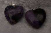 Charoite Puffy Heart Pendant with 925 Sterling Silver Bail