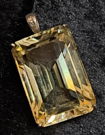 925 Sterling Silver Natural Citrine Pendant (Rare)