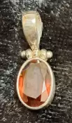 925 Sterling Silver Hessonite Garnet Pendant