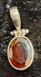 925 Sterling Silver Hessonite Garnet Pendant