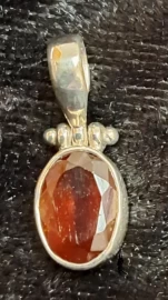 925 Sterling Silver Hessonite Garnet Pendant