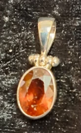 925 Sterling Silver Hessonite Garnet Pendant