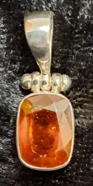 925 Sterling Silver Hessonite Garnet Pendant