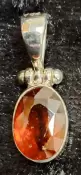 925 Sterling Silver Hessonite Garnet Pendant