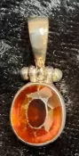 925 Sterling Silver Hessonite Garnet Pendant