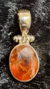 925 Sterling Silver Hessonite Garnet Pendant