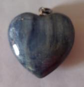 Kyanite Puffy Heart Pendant with 925 Sterling Silver Clasp