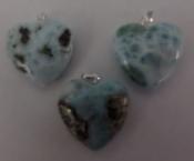 Larimar Puffy Heart Pendant with 925 Sterling Silver Clasp - Free Shipping