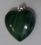 Malachite Puffy Heart Pendant with 925 Sterling Silver Clasp - Free Shipping