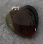 Sardonyx Puffy Heart Pendant with 925 Sterling Silver Fittings