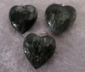 Seraphinite Puffy Heart Pendant with 925 Sterling Silver Clasp - Free Shipping