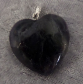 Iolite Puffy Heart Pendant with Sterling Silver Bail