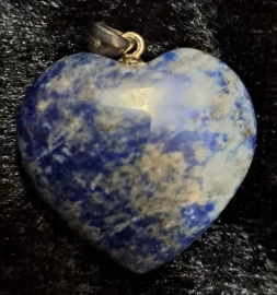 Lapis Lazuli Puffy Heart Pendant with a Sterling Silver Bail