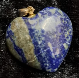 Lapis Lazuli Puffy Heart Pendant with a Sterling Silver Bail