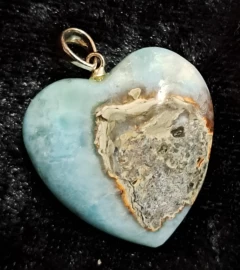 Larimar Heart Pendant with a Sterling Silver Bail