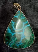 925 Sterling Silver Malachite & Chrysocolla Pendant