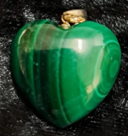 Malachite Puffy Heart Pendant with a Sterling Silver Bail
