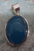 925 Sterling Silver Blue Onyx Pendant