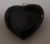 Nuummite Puffy Heart Pendant with 925 Sterling Silver Clasp