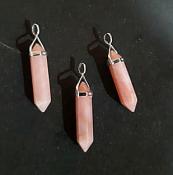 Pink Opal Pencil Pendant with 925 Sterling Silver Fitting