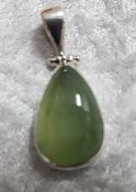 925 Sterling Silver Prehnite Pendant